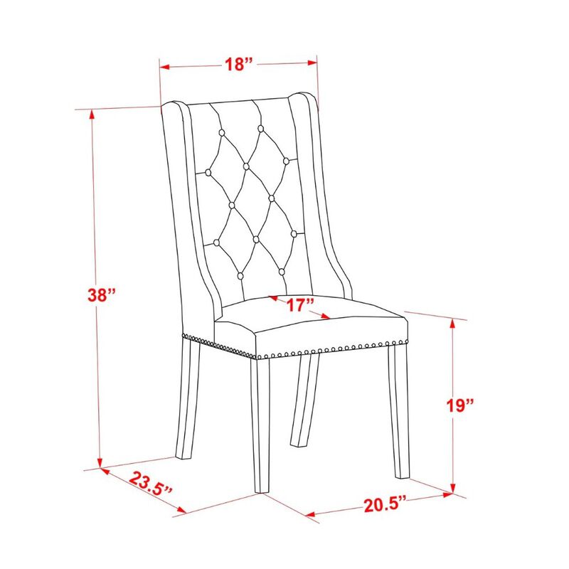 FOP8T18 Mid Century Dining Chairs - Brown Linen Fabric Parson Dining Chairs and Button Tufted Back with Antique Walnut Rubber Wood Legs - Modern Dining Chairs Set of 2 - Set of 2