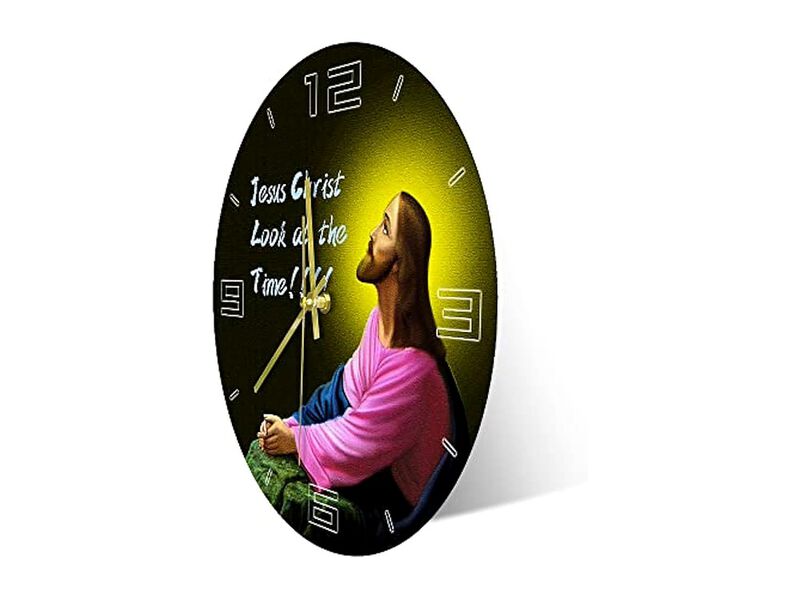 Jesus Christ Look Time Acrylic Religious Wall Clock 12 Inch Silent Modern image number 1
