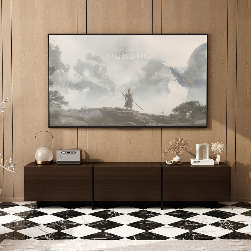 FUFU&GAGA Modern/Contemporary Dark Brown Tv Stand Integrated Tv Mount (Accommodates TVs more than 70-in),Brown