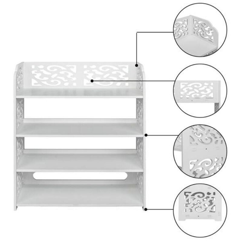 Four-Tier Carved Shoe Rack – Elegant and Space-Saving Shoe Storage Solution