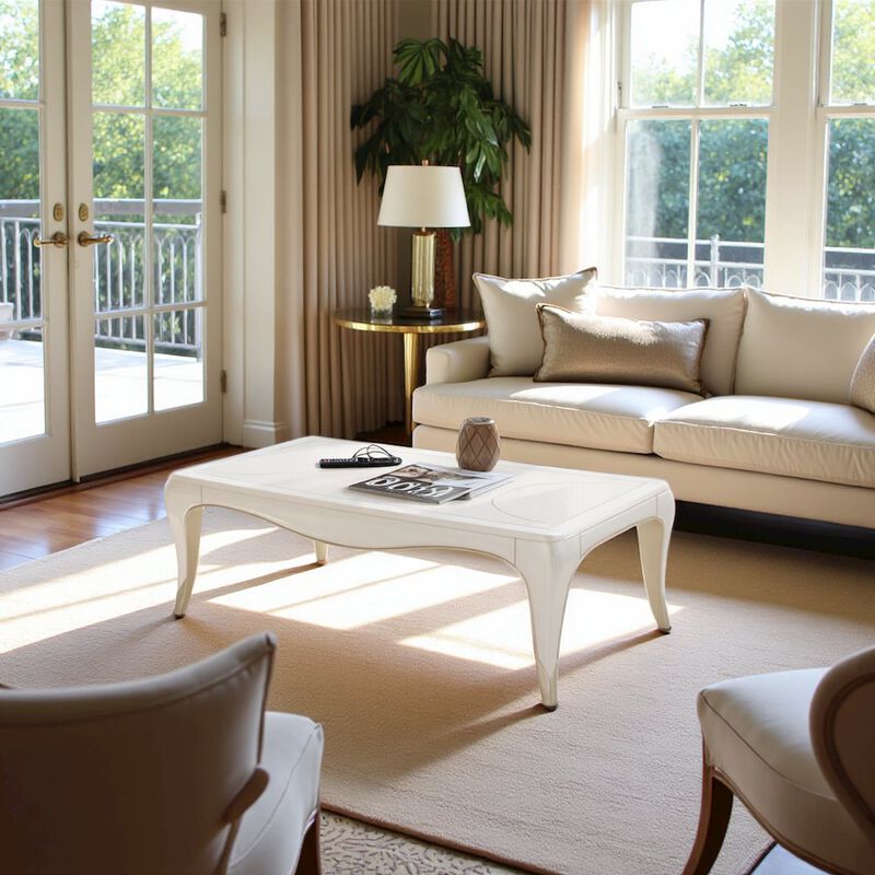 White and Wood Coffee Table &ndash; Rectangular Table for Living Room D&eacute;cor image number 2