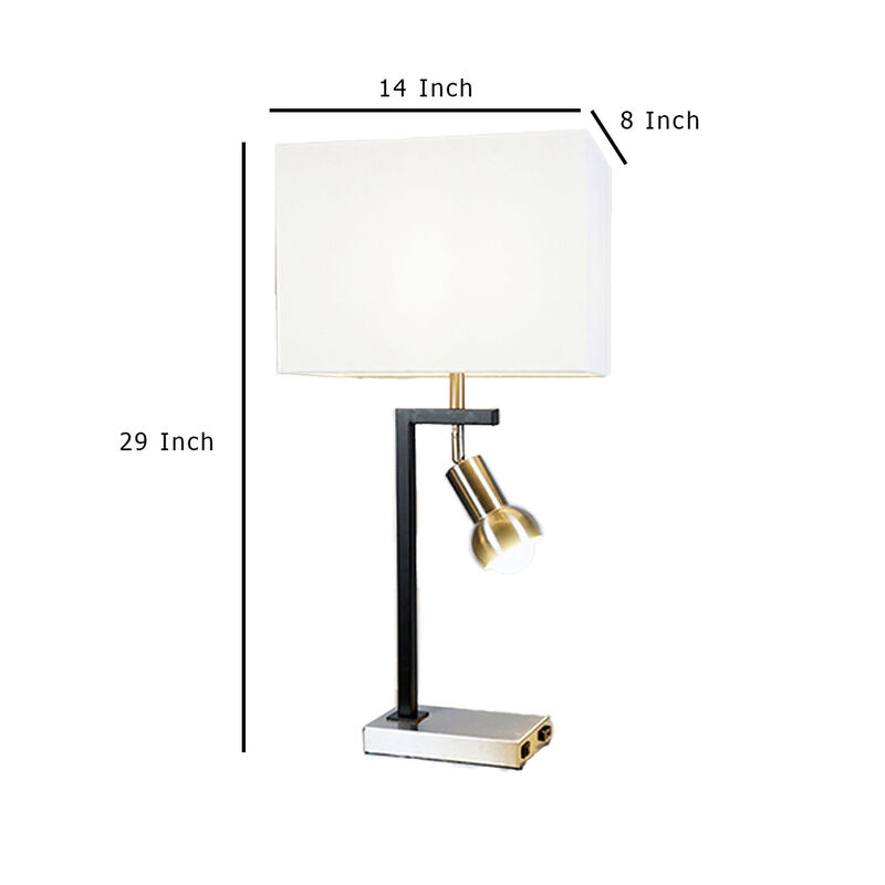 Limy 2pc Table Lamp Set, White Shade, Chrome and Black Frame, 29 Inch