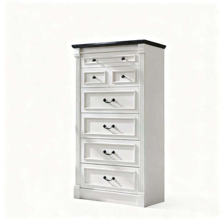 Roman Column Nightstand with USB & AC Charging, Drawer & Shelf