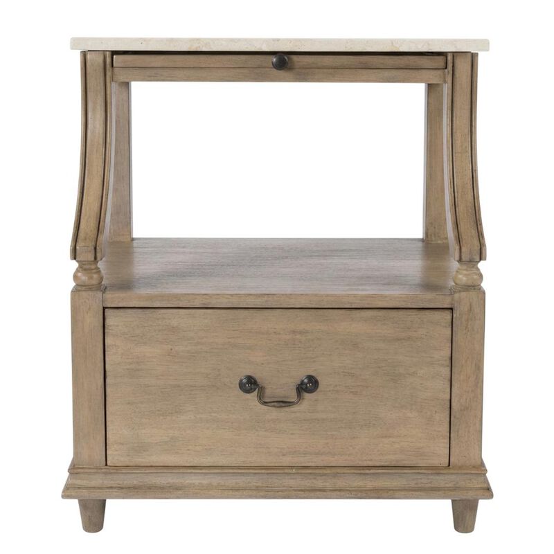 Butler Specialty Mabel Marble 1 drawer Nightstand, Tan/Beige image number 0