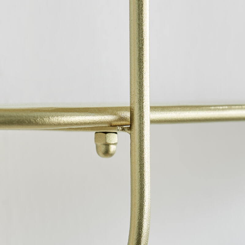 Two-Tier Warm Gold Metal Hanging Bracket Wall Mounted Shelf
