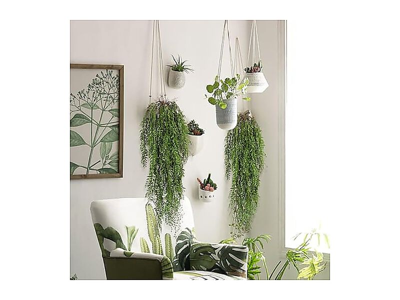 2 Pack 4 Ft Hanging Artificial Plants Faux Ferns Ivy Willow Vine Leaves Wall image number 2