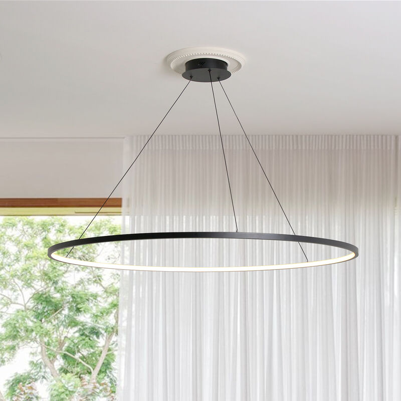 45.3 inch Circle Chandelier Round Kitchen Island Pendant Remote Dimmable image number 3