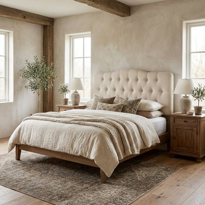 Upholstered Fabric King Headboard with Padded Design for Comfortable Support image number 2