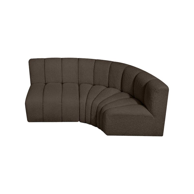 Meridian Furniture Arc Brown Boucle Fabric Modular Sofa