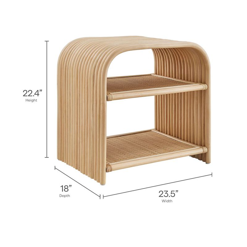 Eve Curved Natural Rattan Side Table image number 1