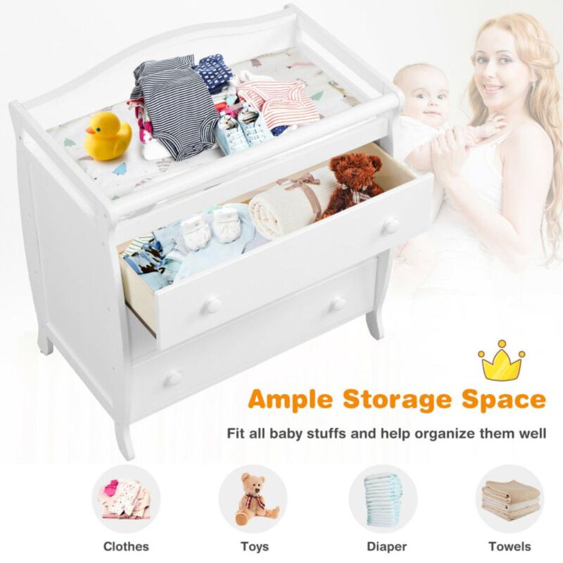 Hivvago Baby Changing Table with 3 Drawers and Safety Belt