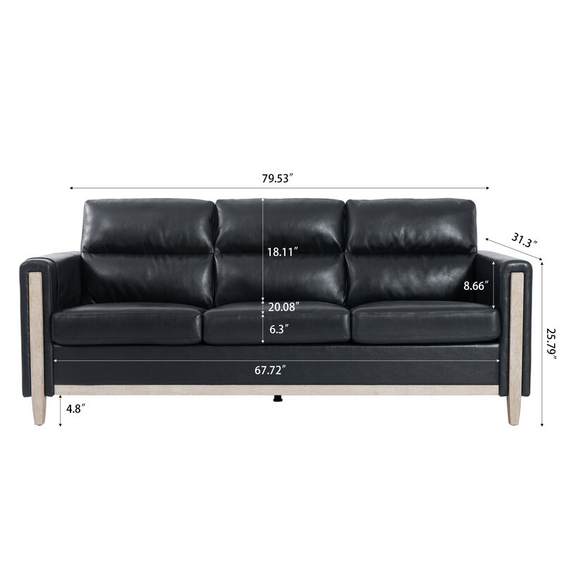Sofa Couch for Living Room - Comfortable Solid Wood 3 Seater Sofa
