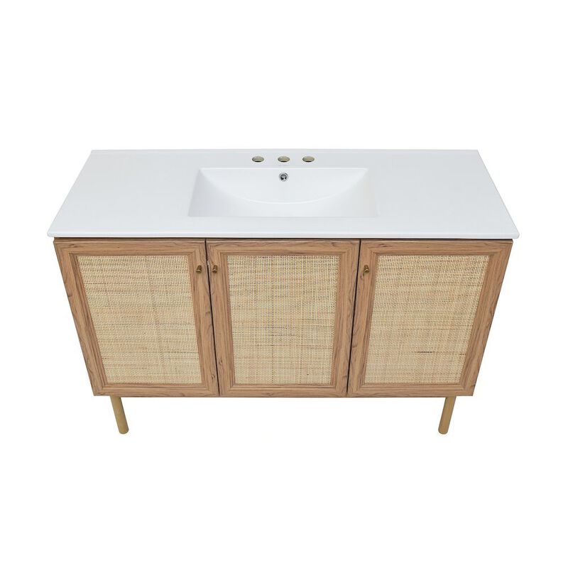 48" Freestanding Bathroom Vanity with 3-Hole Widespread Sink Top image number 2