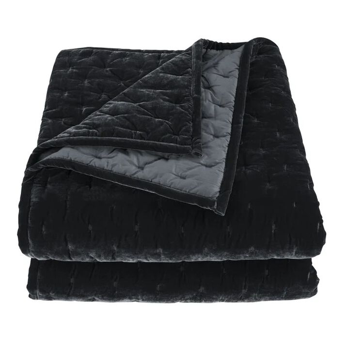 Stella Pintuck Black King Quilt Set
