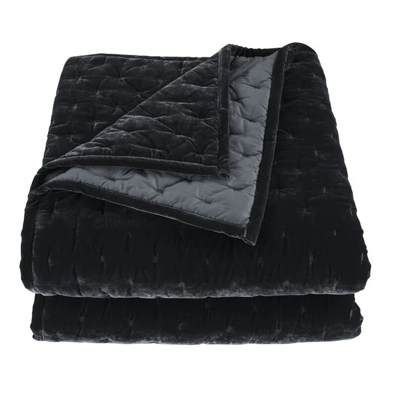 Stella Pintuck Black King Quilt Set image number 0