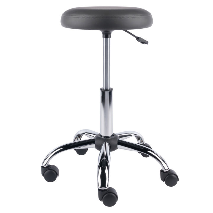Winsome Wood Clyde Adjustable Cushion Seat Swivel Stool - Charcoal and Chrome