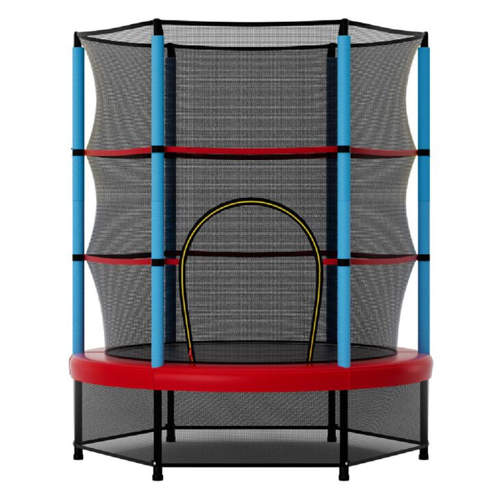 Children&rsquo;s Recreational Trampoline with Safety Enclosure Net-Navy