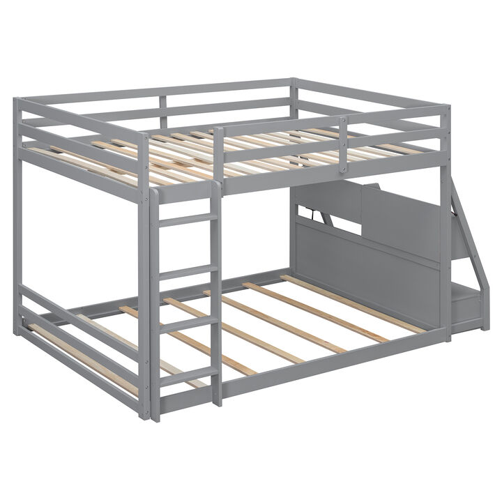 Merax Full Size Modern Bunk Bed with APP LED Lights, Charging Hub & Storage