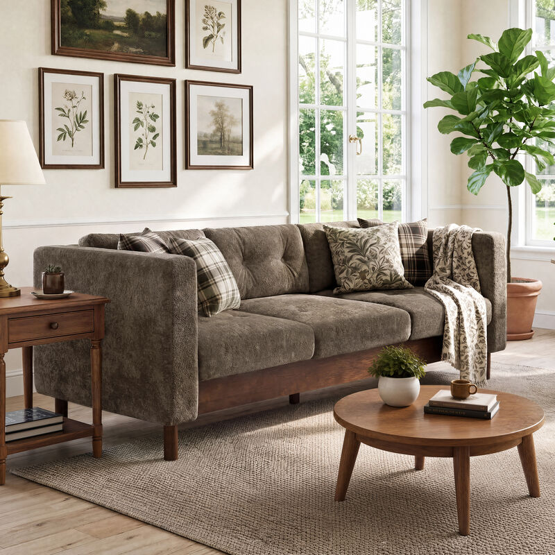 Jubpaf 78" Modern 3 Seater Sofa Chenille image number 2