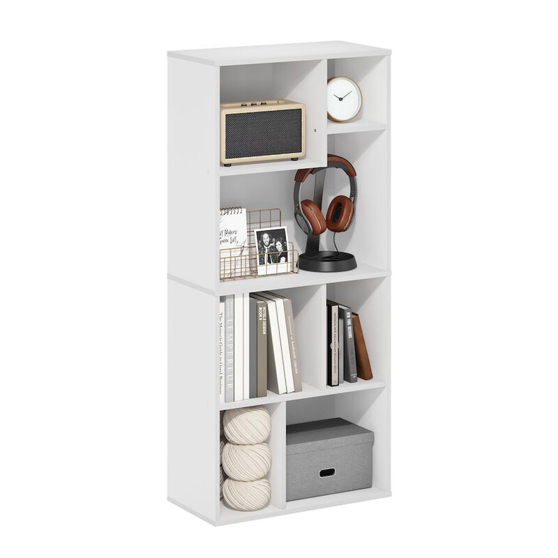Daly 7-Cube Irregular Cubes Bookcase, Bookshelf, Storage Organizer, White