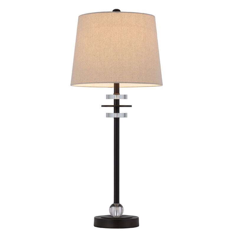 Tika Table Lamp Set of 2, Crystal Rings and Black Metal Ball, Fabric Shade image number 2