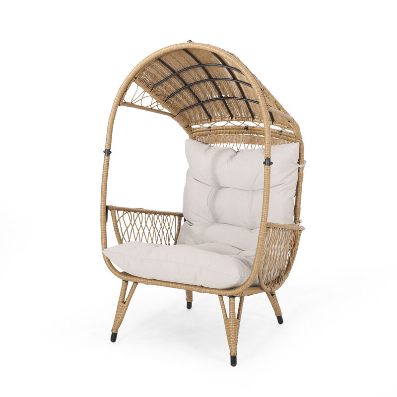 Merax Outdoor Wicker Standing Basket Chair with Cushion