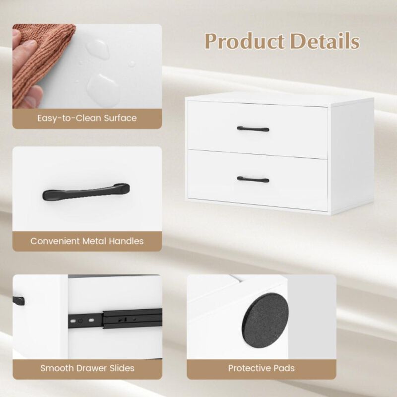 Hivvago 2-Drawer Stackable Horizontal Storage Cabinet Dresser Chest with Handles