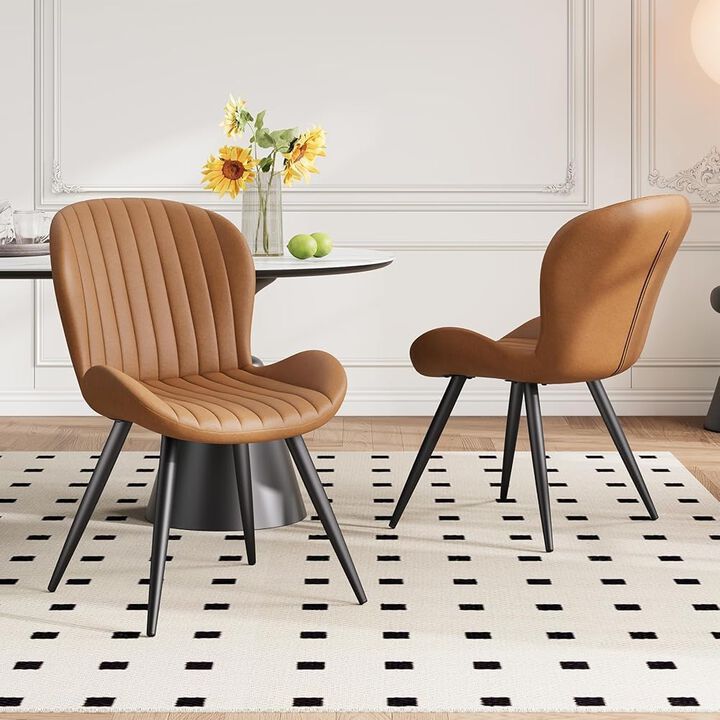 Modern Ribbed Upholstered Dining Chair Set of 4