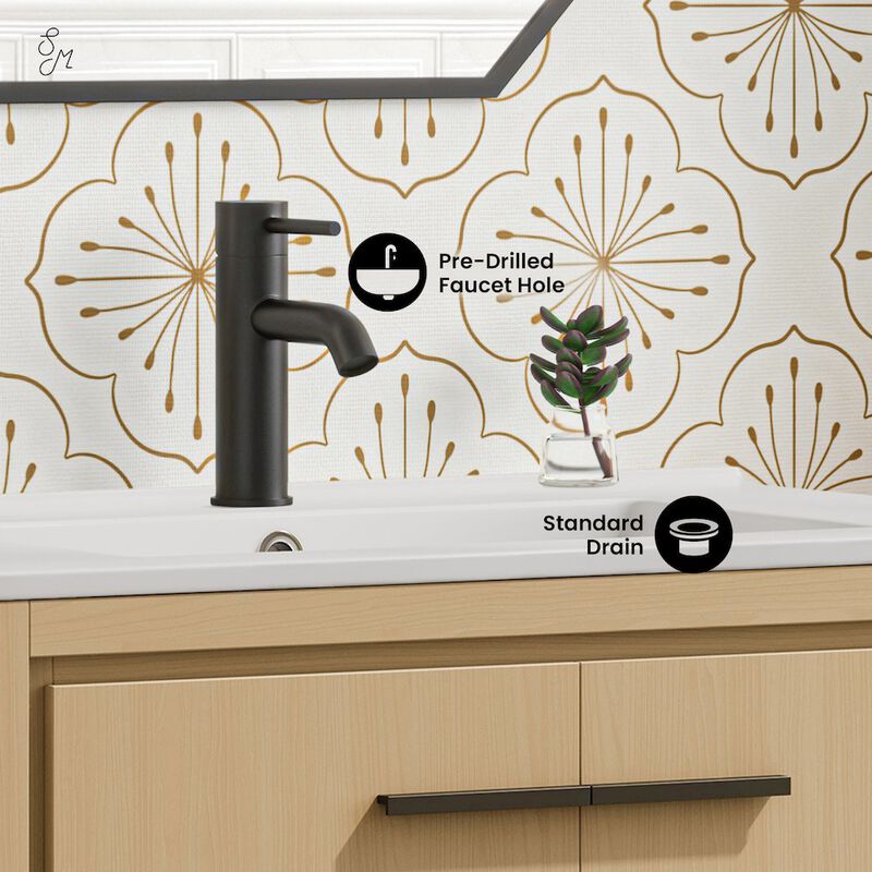 Virage 30" Freestanding Bathroom Vanity in Natural Oak with Sink Top image number 2