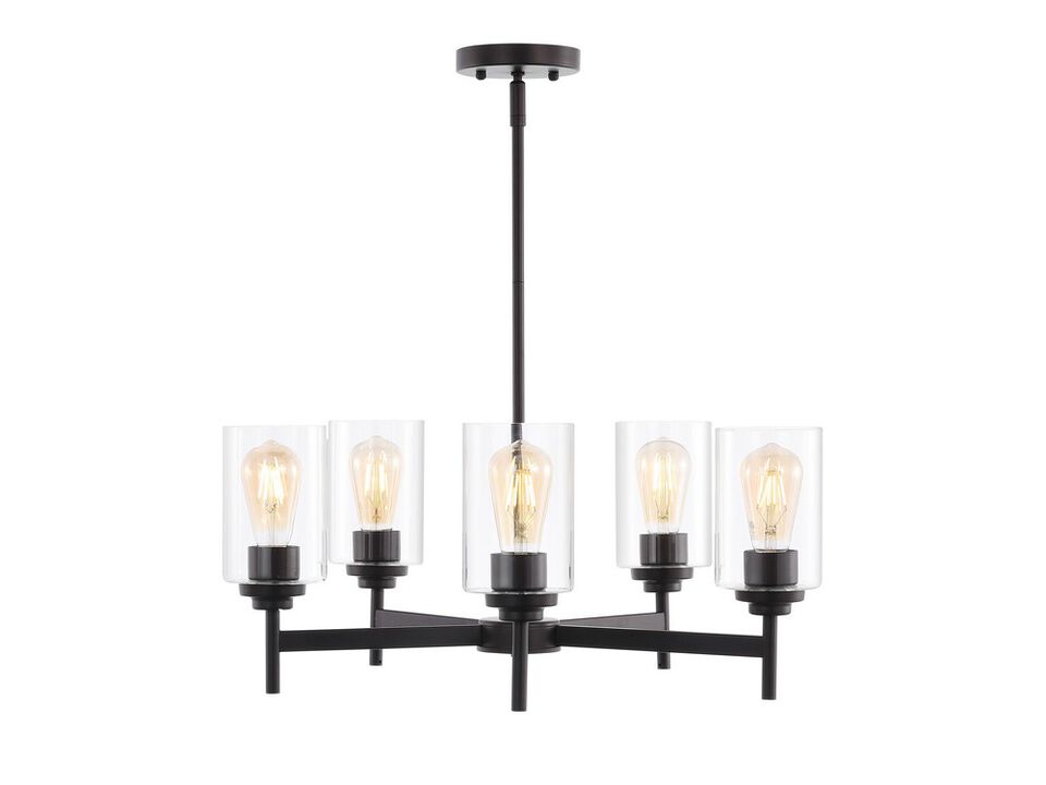 Orpheus 5-Light Farmhouse Industrial Iron Cylinder LED Chandelier