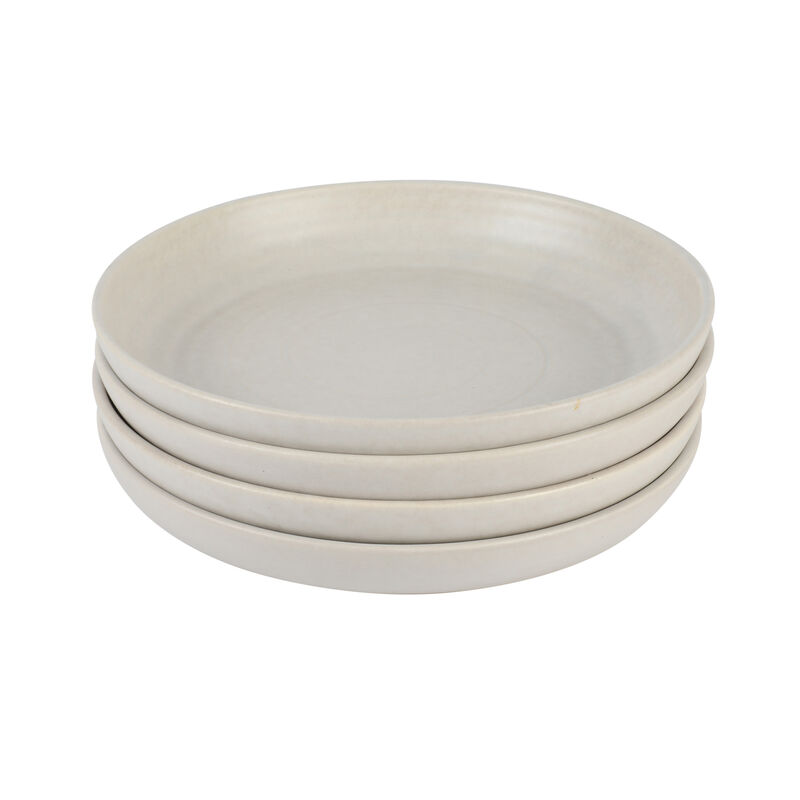 Cravings By Chrissy Teigen 4 Piece 8.6 Inch Round Stoneware Dinner Bowl Set in Oat Milk
