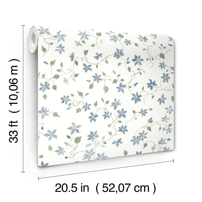 Betsy Blue Heather Floral Trail Wallpaper (Double Roll) image number 6
