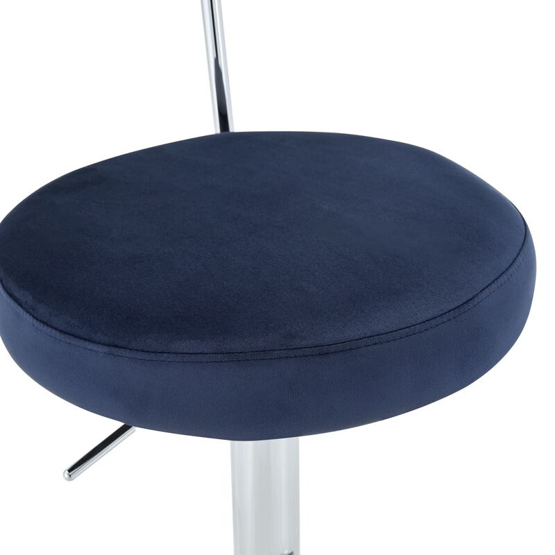 Set of 2 swivel bar stools, velvet upholstered adjustable height bar chair with open back, chrome base counter stools with footrest image number 6