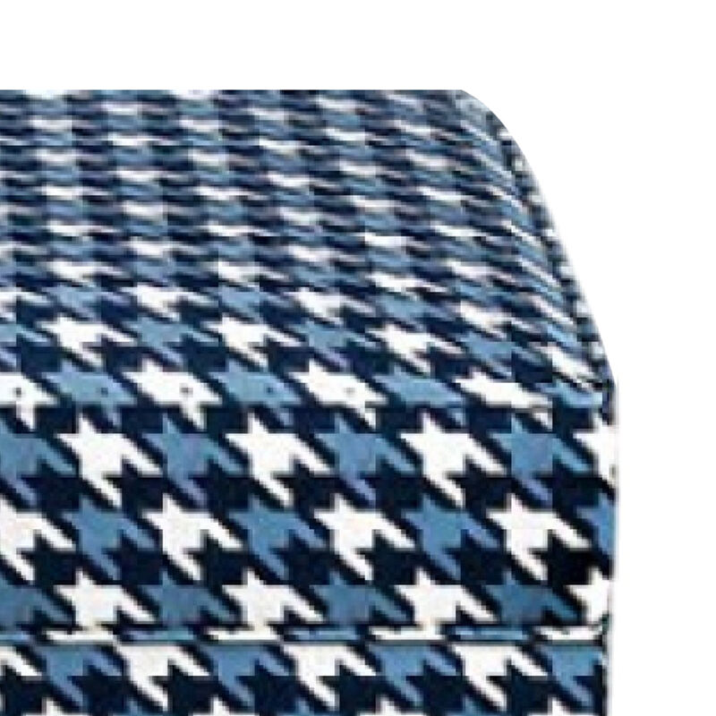 Colin Ottoman, Gray Blue White Houndstooth Polyester, 40in Rectangular