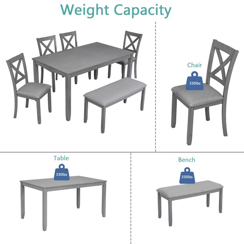 Garpvu 6‑Piece Rectangular Wood Dining Set image number 6