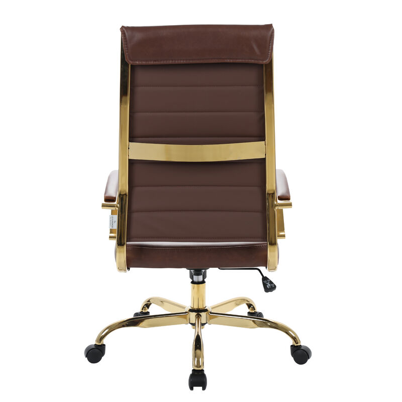 LeisureMod Benmar High-Back Leather Office Chair with Swivel, Tilt, Adjustable Height, Ergonomic Design for Home Office, Study, or Workspace