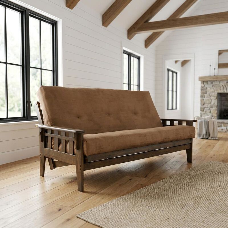 Tucson Frame-Rustic Walnut Finish-Suede Peat Mattress image number 7