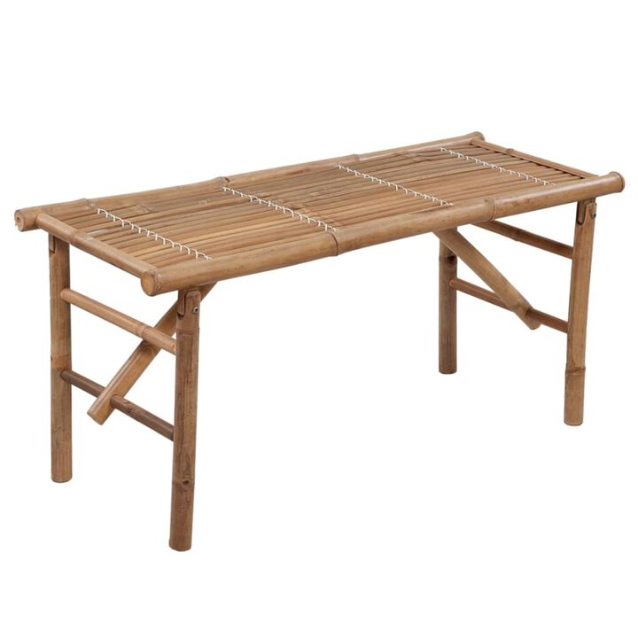 vidaXL Outdoor Folding-Bamboo Garden Bench with Waterproof Polyester Cushion 46.5" - Portable and Easy-to-Clean Bench for Lawn, Patio, Backyard, and Balcony