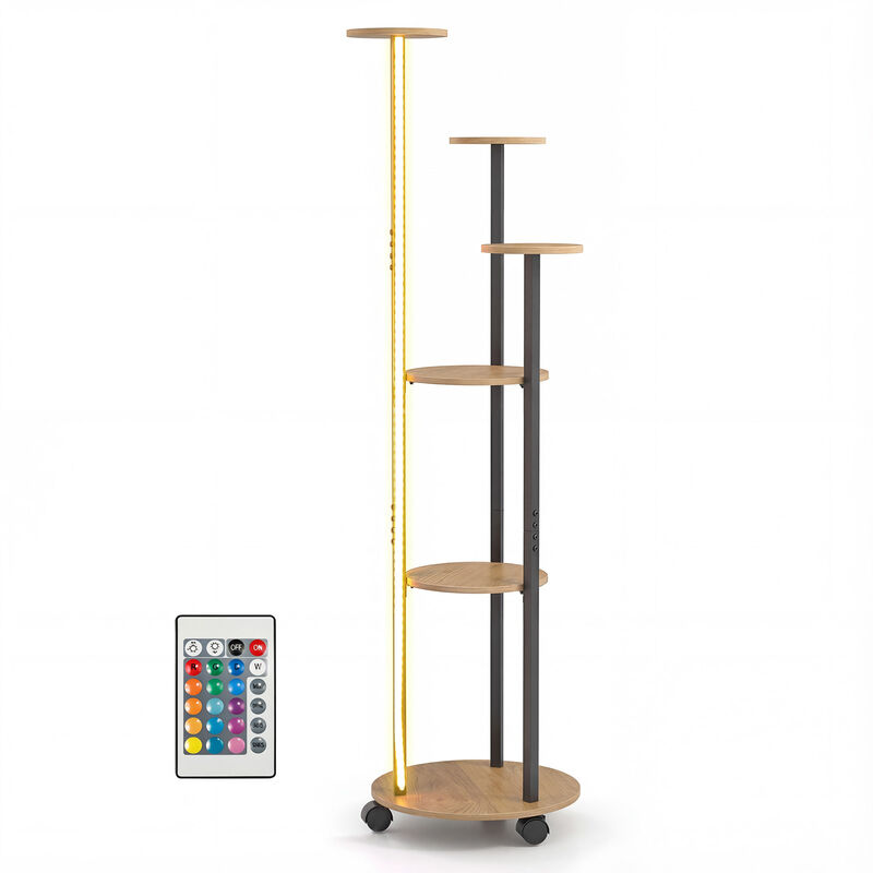 Tall 6-Tier Plant Stand with RGB Lighting and Rolling Wheels for Indoor Plants image number 0