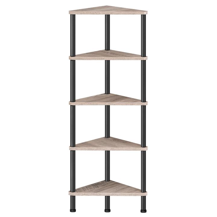 Industrial Style Corner Bookcase 5 Shelf Unit for Space Saving Storage