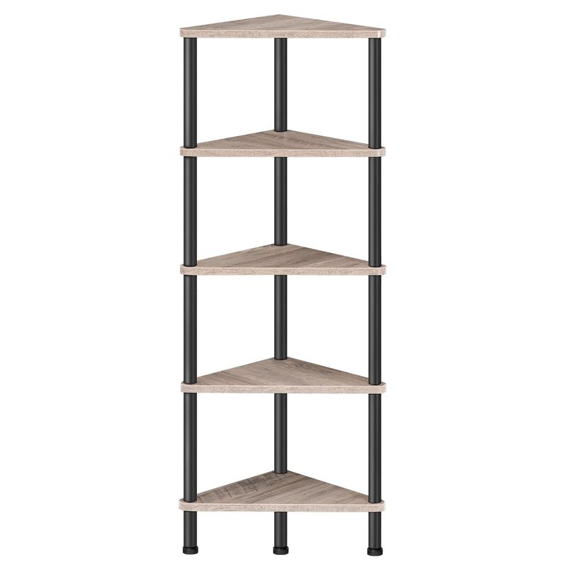 Industrial Style Corner Bookcase 5 Shelf Unit for Space Saving Storage image number 0