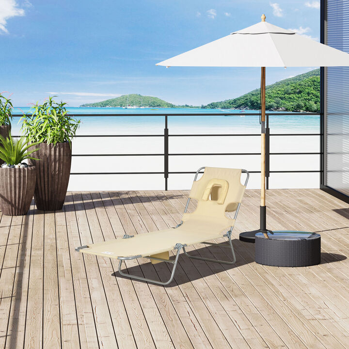 Hivvago Adjustable Outdoor Chaise Lounge Chair with Pillow