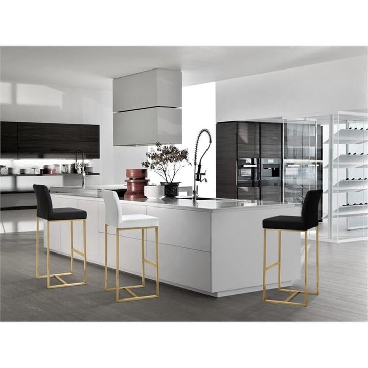 Casafoyer Denmark Black Gold Steel Counter Stool (Set of 2)