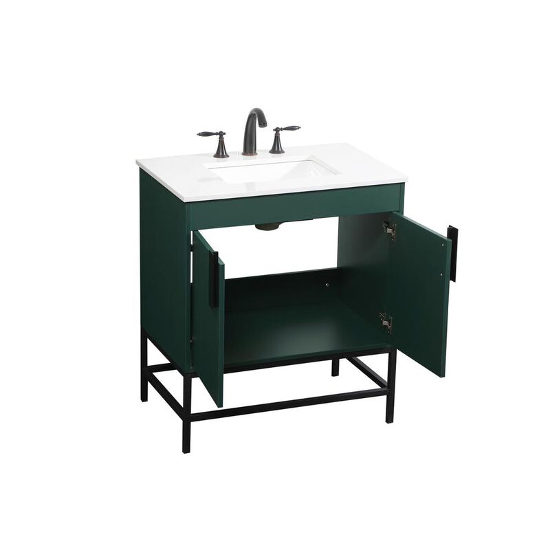 Elegant Kitchen and Bath 30 inch Single bathroom vanity in green