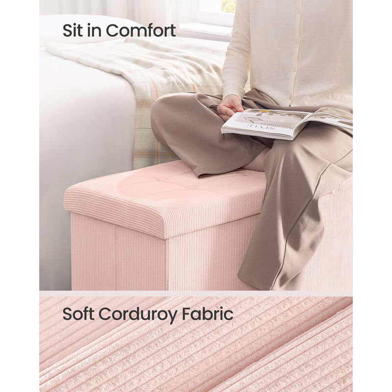 Folding Storage Bench Ottoman Footrest Seat with Hidden Compartment image number 5