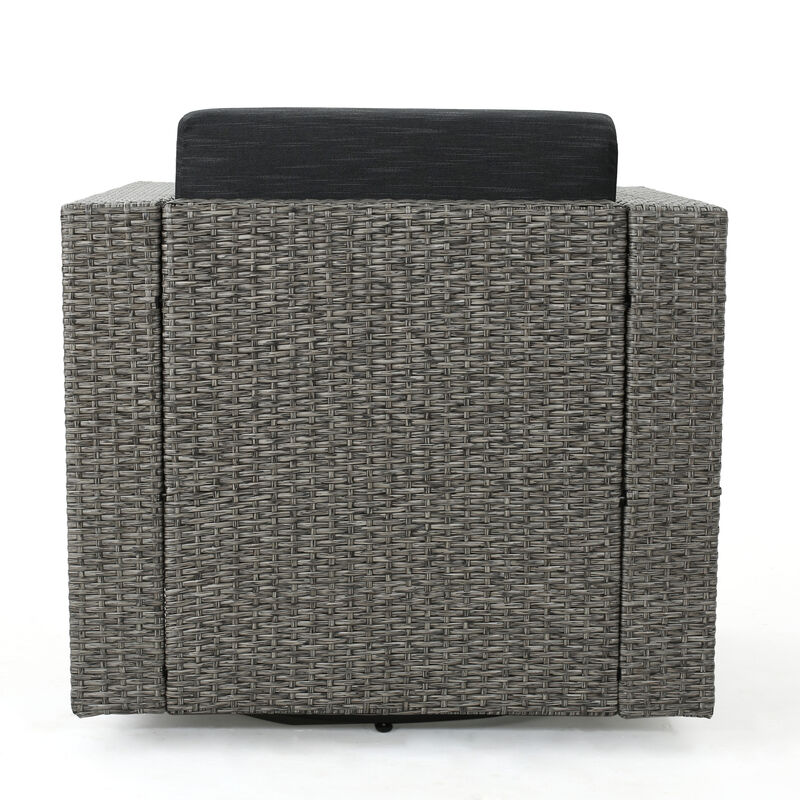 Christopher Knight Home Andrews Outdoor Wicker Swivel Club Chair with Water-Resistant Cushions image number 5