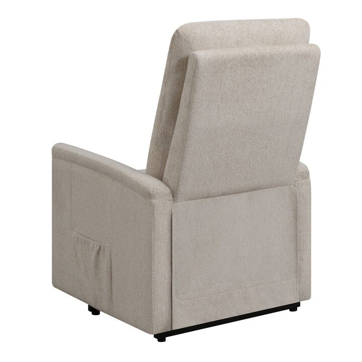 Fabric Power Lift Massage Chair with Tufted Stitched Accent, Beige-Benzara