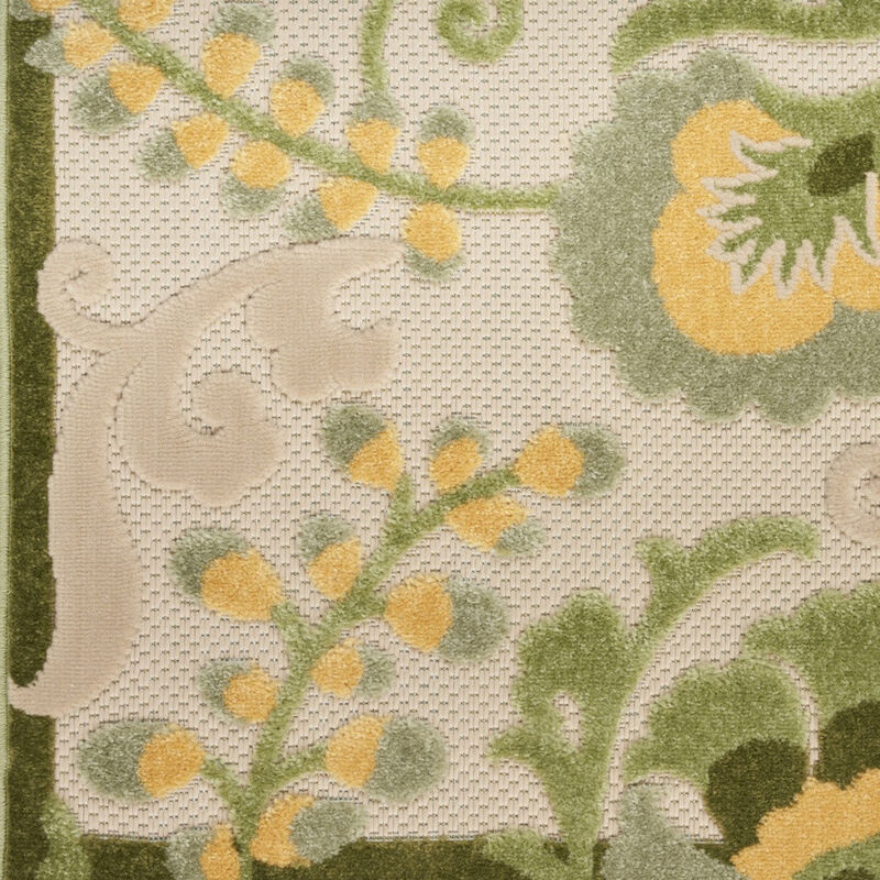 HomeRoots 6' Ivory And Green Floral Indoor Outdoor Runner Rug image number 2