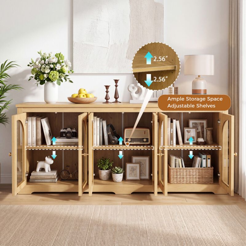 Fulbes  Farmhouse Arched Glass Door Sideboard Cabinet image number 6