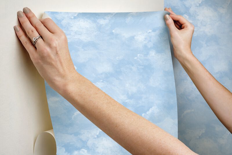 Atrium Clouds Blue Peel & Stick Wallpaper (Double Roll) image number 4